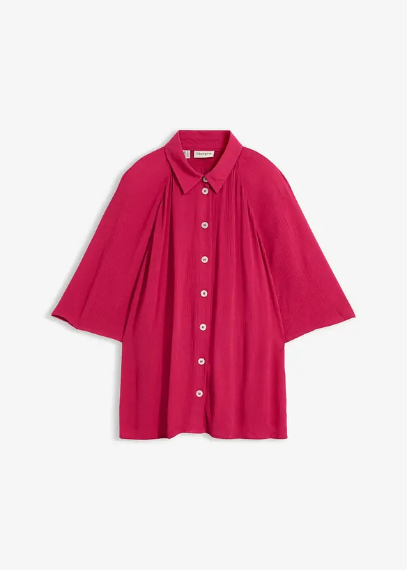 Oversize-Bluse aus strukturierter Viskose in pink von vorne - bonprix Oversize-Bluse aus strukturierter Viskose in pink von vorne - bonprix