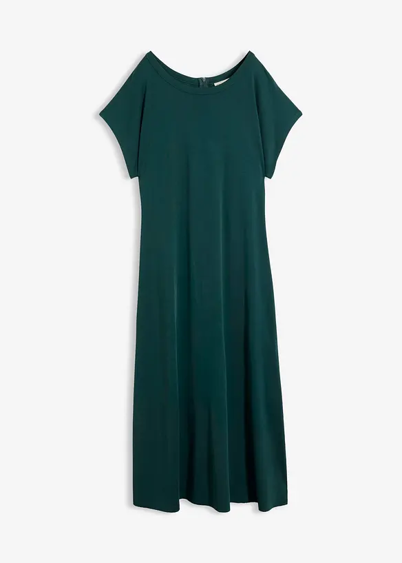 Midikleid aus softem Viskose-Mix in grün von vorne - bonprix