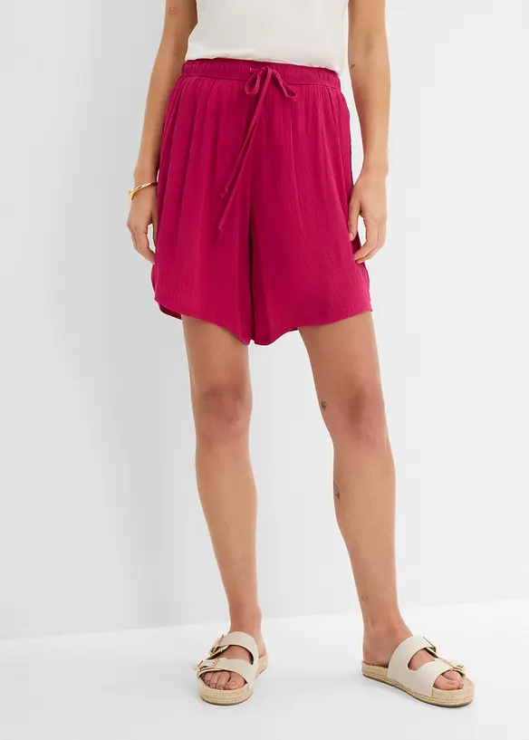 Schlupf-Shorts aus strukturierter Viskose in pink von vorne - bonprix Schlupf-Shorts aus strukturierter Viskose in pink von vorne - bonprix