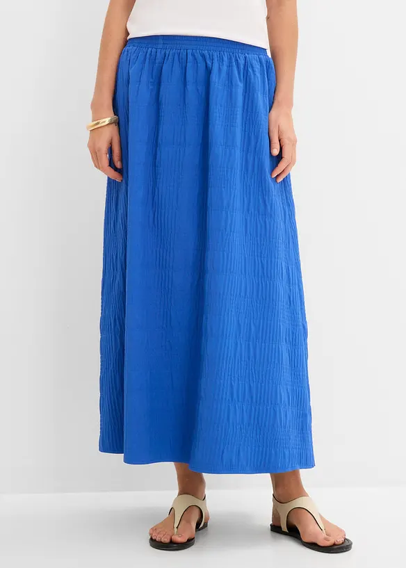 Leichter Midirock mit Struktur in blau von vorne - bonprix