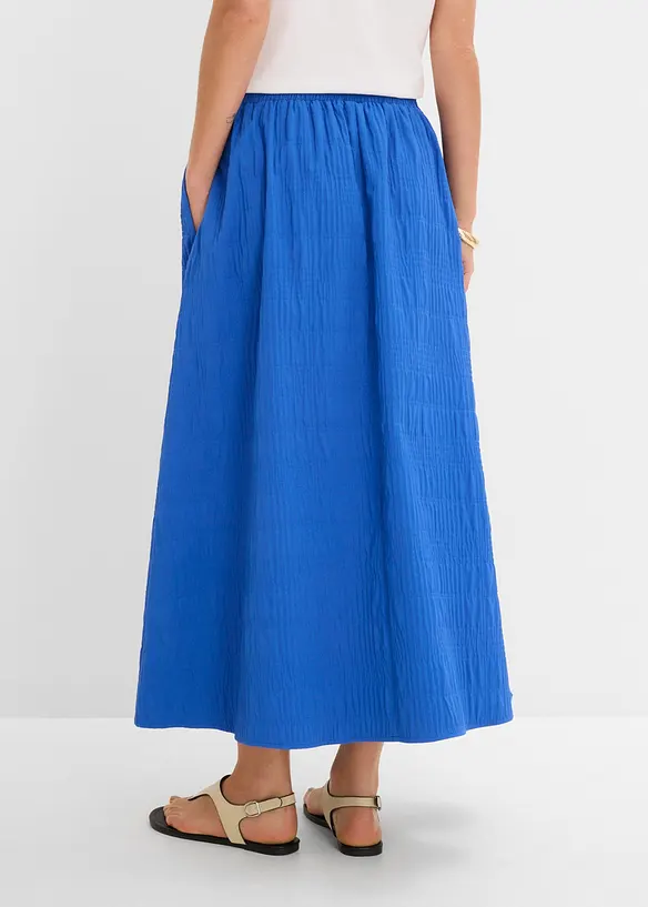 Leichter Midirock mit Struktur in blau von hinten - bonprix