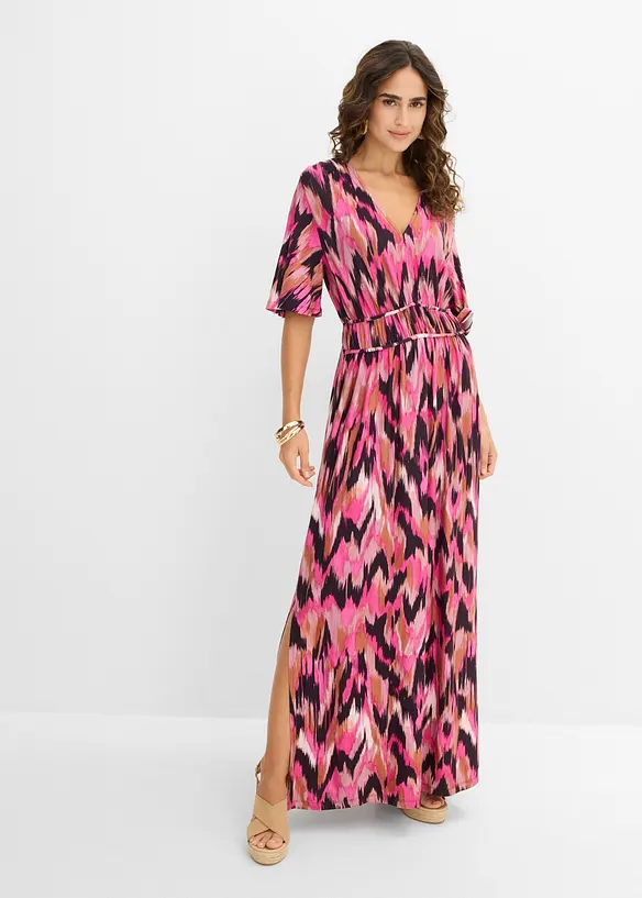 Jerseykleid aus softem Viskose-Mix in pink von vorne (Totalaufnahme) - bonprix