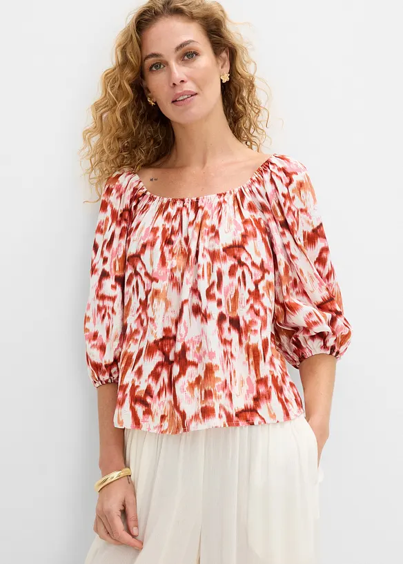 Bluse aus feinem Viskose-Mix in weiß von vorne (im Anschnitt) - bonprix