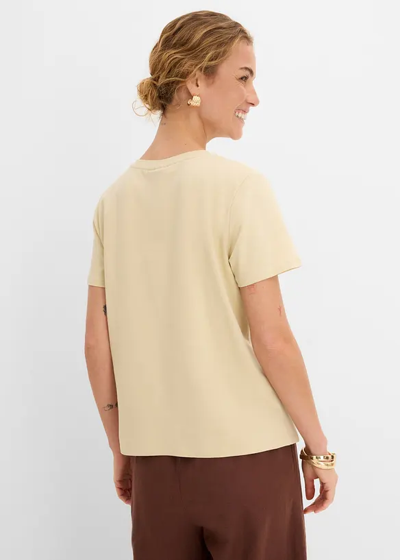 Shirt aus Baumwolle in beige von hinten (im Anschnitt) - bonprix
