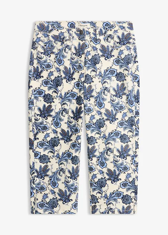 Capri-Hose aus Baumwollstretch in beige von vorne - bonprix