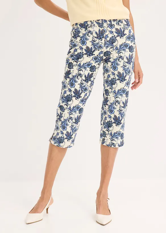 Capri-Hose aus Baumwollstretch in beige von vorne - bonprix