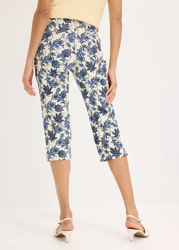 Capri-Hose aus Baumwollstretch in beige von hinten - bonprix