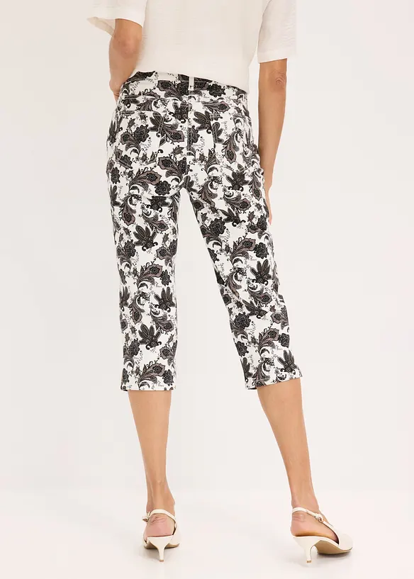 Capri-Hose aus Baumwollstretch in weiß von hinten - bonprix