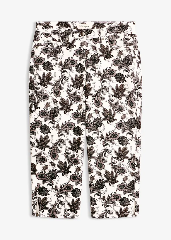 Capri-Hose aus Baumwollstretch in weiß von vorne - bonprix
