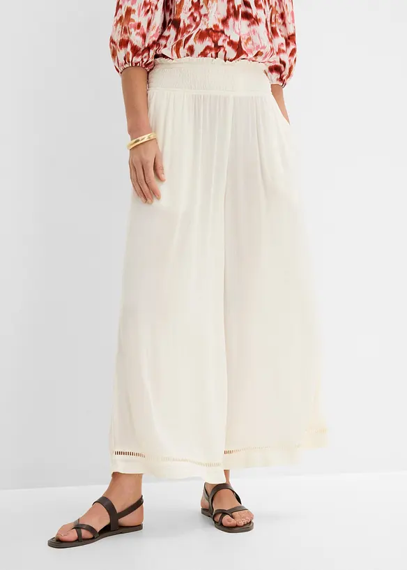 Culotte aus strukturiertem Viskose-Mix in weiß von vorne - bonprix Culotte aus strukturiertem Viskose-Mix in weiß von vorne - bonprix