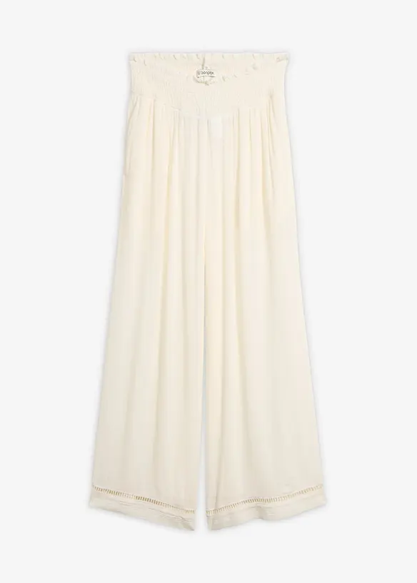 Culotte aus strukturiertem Viskose-Mix in weiß von vorne - bonprix Culotte aus strukturiertem Viskose-Mix in weiß von vorne - bonprix