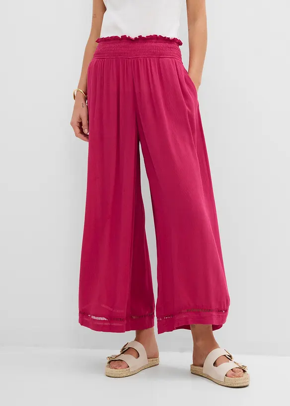 Culotte aus strukturiertem Viskose-Mix in pink von vorne - bonprix Culotte aus strukturiertem Viskose-Mix in pink von vorne - bonprix