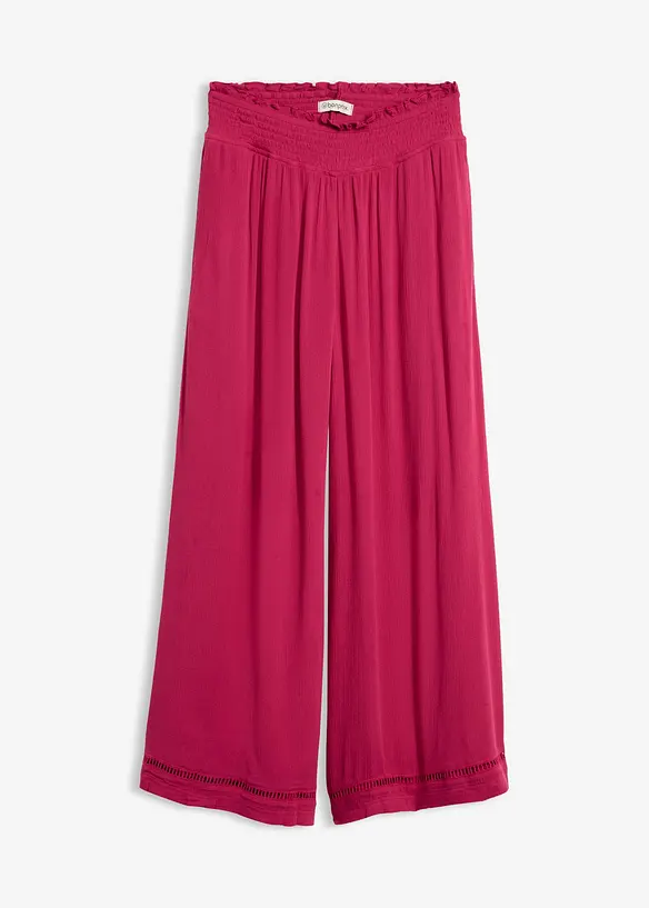 Culotte aus strukturiertem Viskose-Mix in pink von vorne - bonprix Culotte aus strukturiertem Viskose-Mix in pink von vorne - bonprix