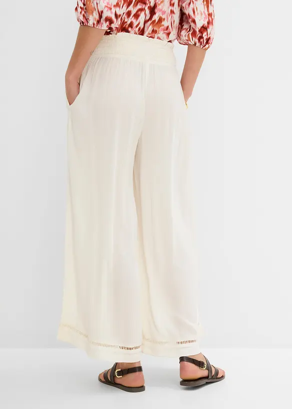 Culotte aus strukturiertem Viskose-Mix in weiß von hinten - bonprix Culotte aus strukturiertem Viskose-Mix in weiß von hinten - bonprix