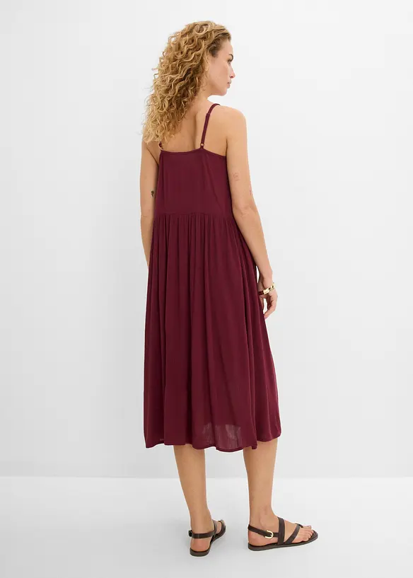 Midikleid aus leichter strukturierter Viskose in rot von hinten (Totalaufnahme) - bonprix