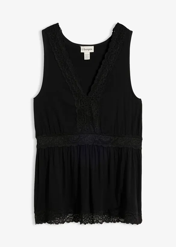Top mit Spitze in schwarz von vorne - bonprix