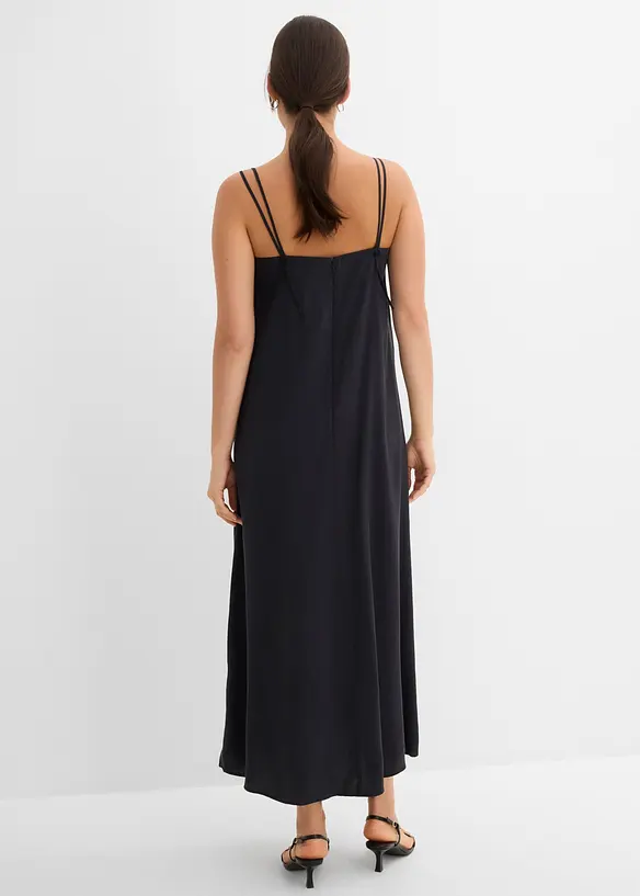 Midikleid mit verstellbaren Trägern aus Viskose-Mix in schwarz von hinten (Totalaufnahme) - bonprix Midikleid mit verstellbaren Trägern aus Viskose-Mix in schwarz von hinten (Totalaufnahme) - bonprix