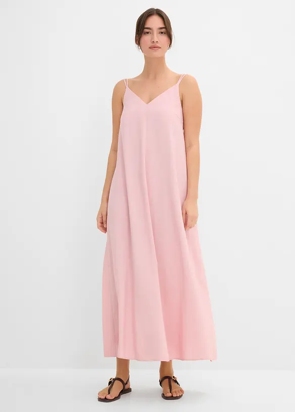 Midikleid mit verstellbaren Trägern aus Viskose-Mix in rosa von vorne (Totalaufnahme) - bonprix Midikleid mit verstellbaren Trägern aus Viskose-Mix in rosa von vorne (Totalaufnahme) - bonprix