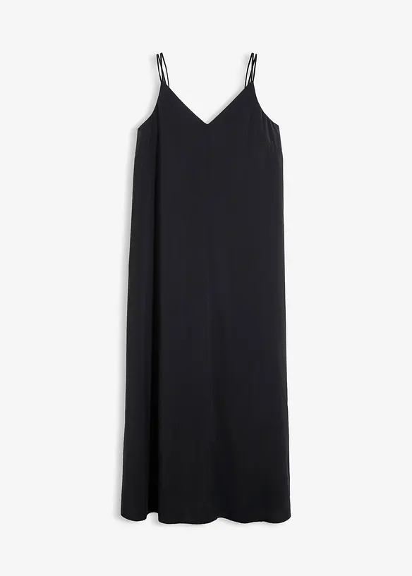 Midikleid mit verstellbaren Trägern aus Viskose-Mix in schwarz von vorne - bonprix Midikleid mit verstellbaren Trägern aus Viskose-Mix in schwarz von vorne - bonprix