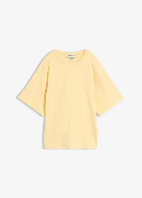 Rippshirt aus Viskose-Mix in gelb von vorne - bonprix