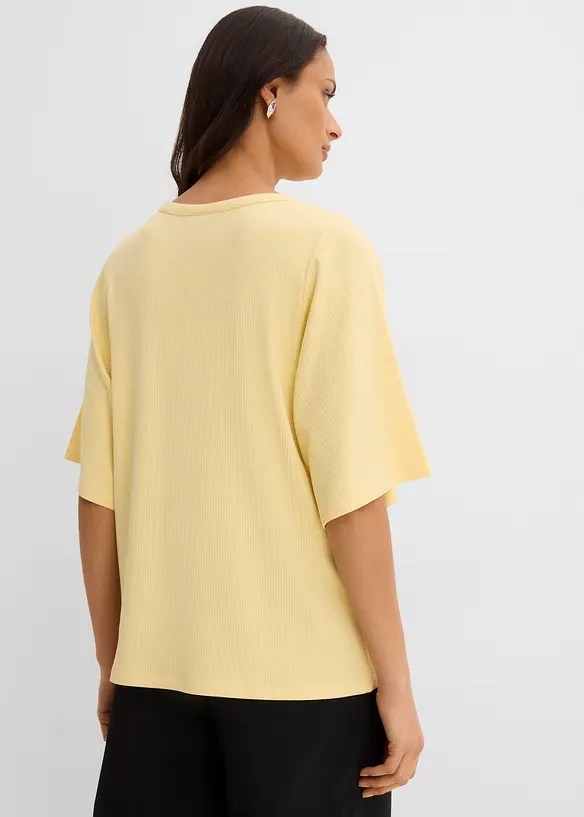 Rippshirt aus Viskose-Mix in gelb von hinten (im Anschnitt) - bonprix