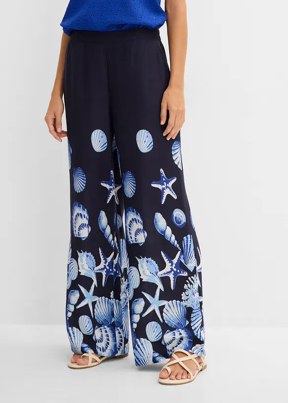 Palazzo-Hose aus fließender Viskose in blau von vorne - bonprix Palazzo-Hose aus fließender Viskose in blau von vorne - bonprix