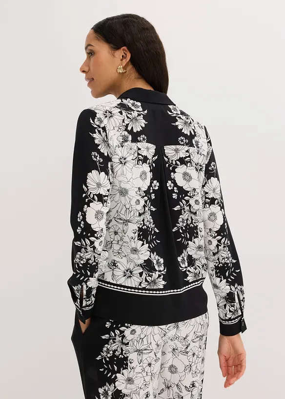 Bluse aus fließender Viskose in schwarz von hinten (im Anschnitt) - bonprix