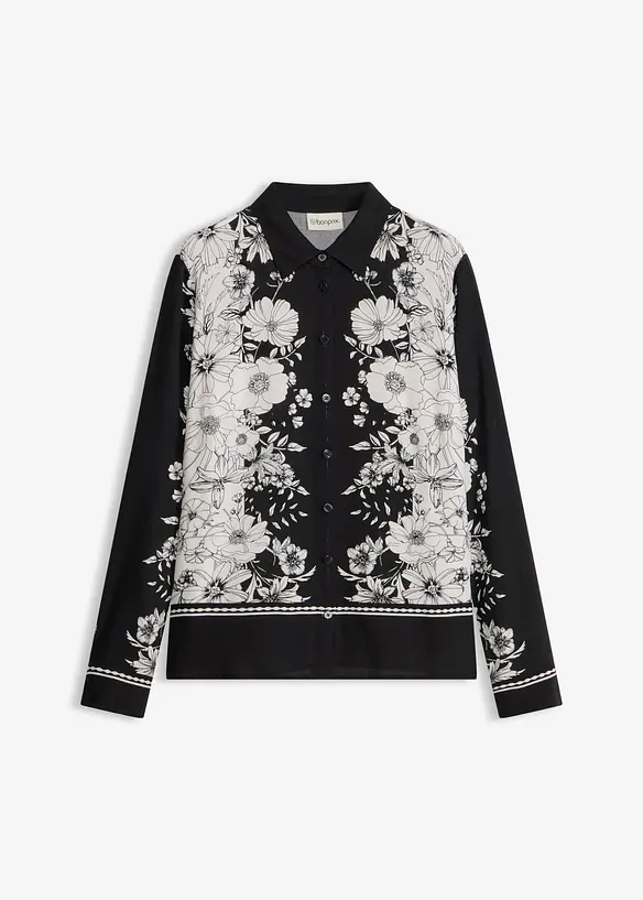 Bluse aus fließender Viskose in schwarz von vorne - bonprix