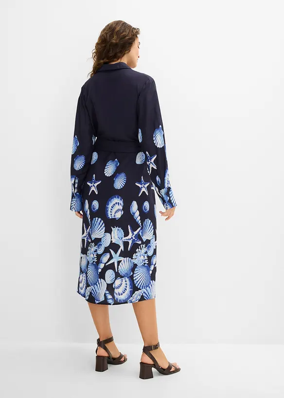Hemdblusenkleid aus fließender Viskose in blau von hinten (Totalaufnahme) - bonprix Hemdblusenkleid aus fließender Viskose in blau von hinten (Totalaufnahme) - bonprix