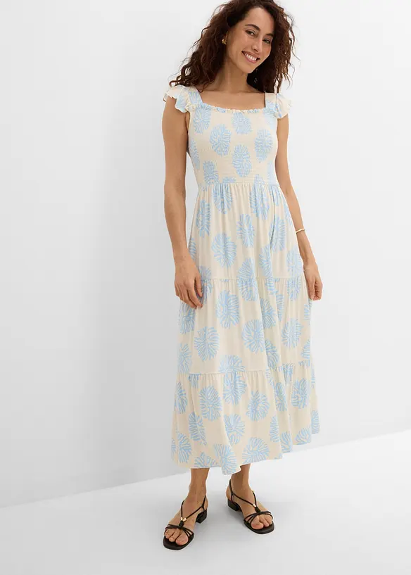 Jerseykleid aus softem Viskose-Mix in weiß von vorne (Totalaufnahme) - bonprix Jerseykleid aus softem Viskose-Mix in weiß von vorne (Totalaufnahme) - bonprix