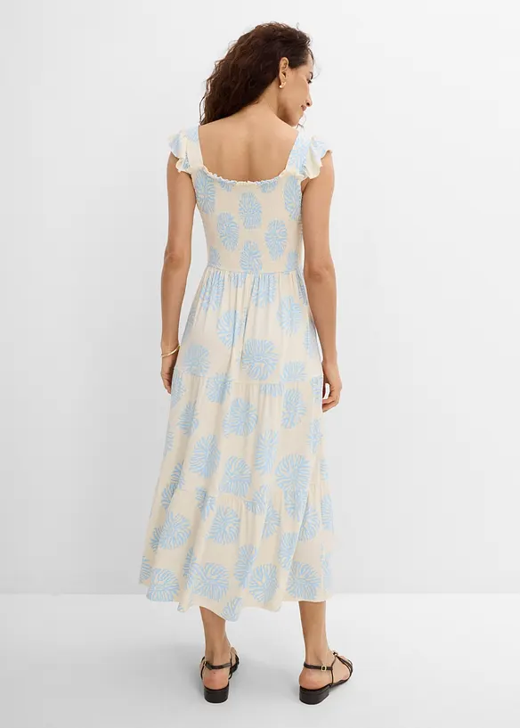 Jerseykleid aus softem Viskose-Mix in weiß von hinten (Totalaufnahme) - bonprix Jerseykleid aus softem Viskose-Mix in weiß von hinten (Totalaufnahme) - bonprix