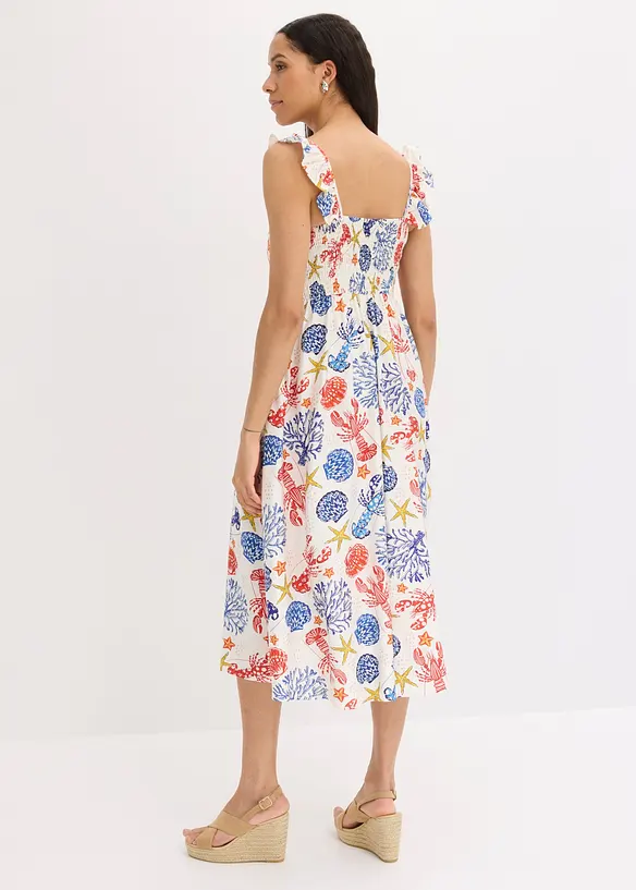 Midikleid aus feinem Viskose-Mix in weiß von hinten (Totalaufnahme) - bonprix