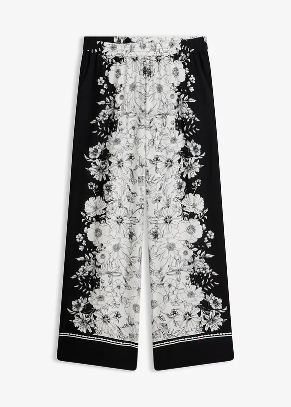 Palazzo-Hose aus fließender Viskose in schwarz von vorne - bonprix