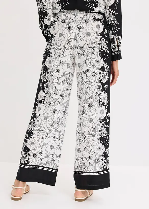 Palazzo-Hose aus fließender Viskose in schwarz von hinten - bonprix
