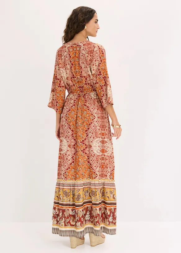 Maxikleid aus fließender Viskose in braun von hinten (Totalaufnahme) - bonprix Maxikleid aus fließender Viskose in braun von hinten (Totalaufnahme) - bonprix