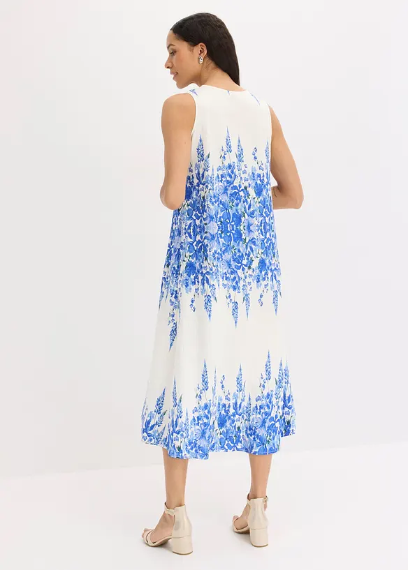 Midikleid aus feinem Viskose-Mix in weiß von hinten (Totalaufnahme) - bonprix