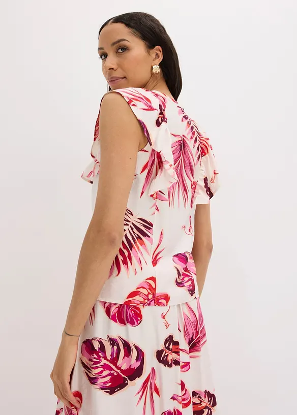 Bluse aus fließendem Viskose-Mix in weiß von hinten (im Anschnitt) - bonprix