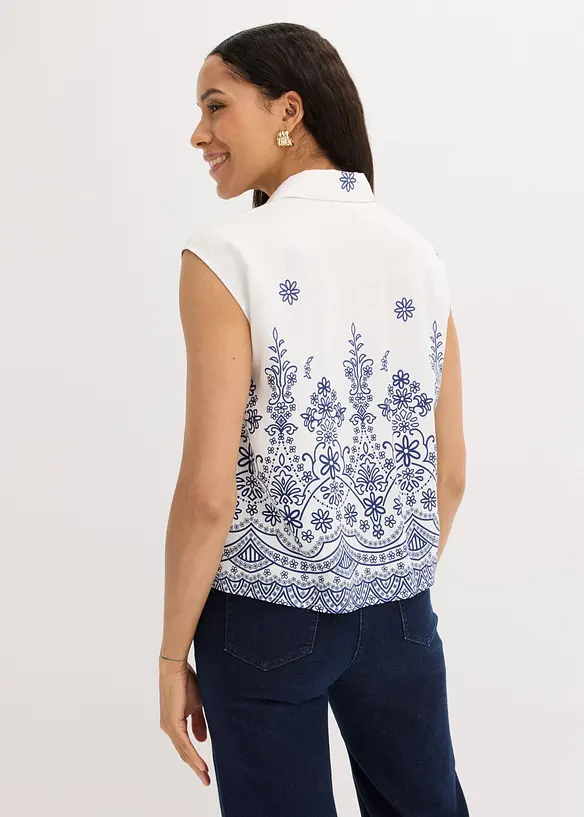 Bluse aus fließendem Viskose-Mix in weiß von hinten (im Anschnitt) - bonprix
