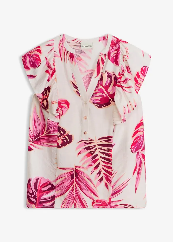 Bluse aus fließendem Viskose-Mix in weiß von vorne - bonprix