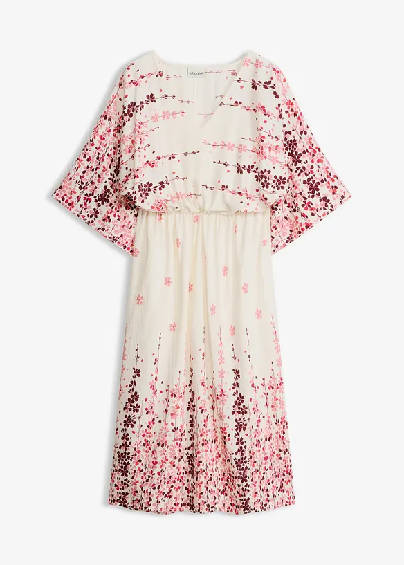 Midikleid aus feinem Viskose-Mix in weiß von vorne - bonprix