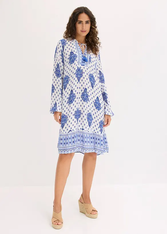 Tunika-Kleid aus strukturierter Viskose in weiß von vorne (Totalaufnahme) - bonprix Tunika-Kleid aus strukturierter Viskose in weiß von vorne (Totalaufnahme) - bonprix