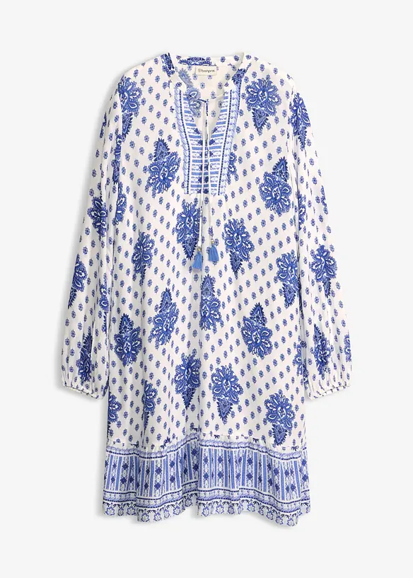Tunika-Kleid aus strukturierter Viskose in weiß von vorne - bonprix Tunika-Kleid aus strukturierter Viskose in weiß von vorne - bonprix