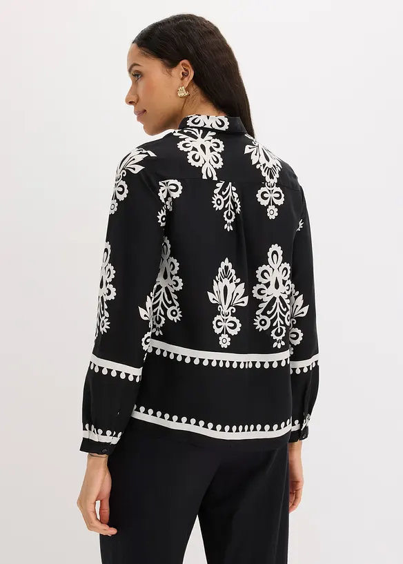 Bluse aus fließender Viskose in schwarz von hinten (im Anschnitt) - bonprix
