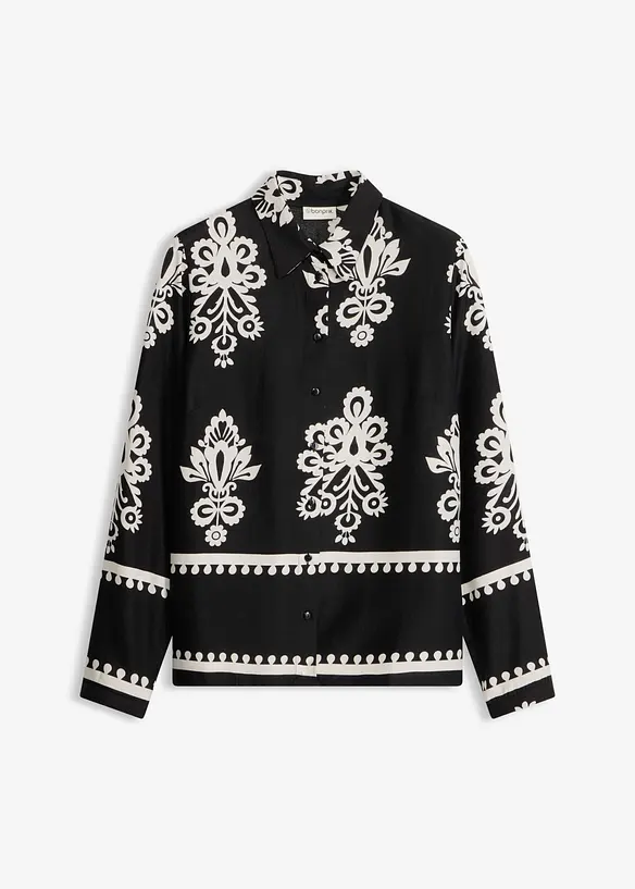 Bluse aus fließender Viskose in schwarz von vorne - bonprix
