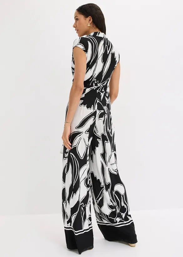 Jersey-Jumpsuit in schwarz von hinten (Totalaufnahme) - bonprix