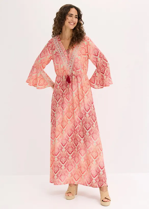 Maxikleid aus fließender Viskose in rot von vorne (Totalaufnahme) - bonprix Maxikleid aus fließender Viskose in rot von vorne (Totalaufnahme) - bonprix