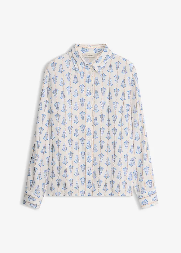 Bluse aus strukturierter Viskose mit Glitzereffekt in weiß von vorne - bonprix Bluse aus strukturierter Viskose mit Glitzereffekt in weiß von vorne - bonprix