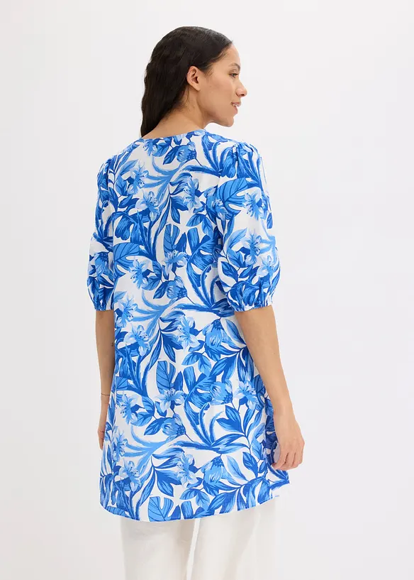 Tunika-Kleid aus feinem Viskose-Mix in weiß von hinten (Totalaufnahme) - bonprix