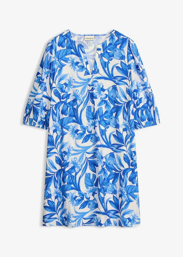 Tunika-Kleid aus feinem Viskose-Mix in weiß von vorne - bonprix