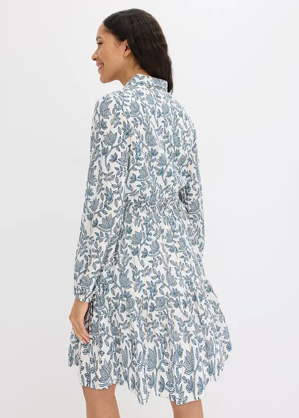 Kleid aus strukturierter Viskose mit Glitzereffekt in weiß von hinten (Totalaufnahme) - bonprix Kleid aus strukturierter Viskose mit Glitzereffekt in weiß von hinten (Totalaufnahme) - bonprix